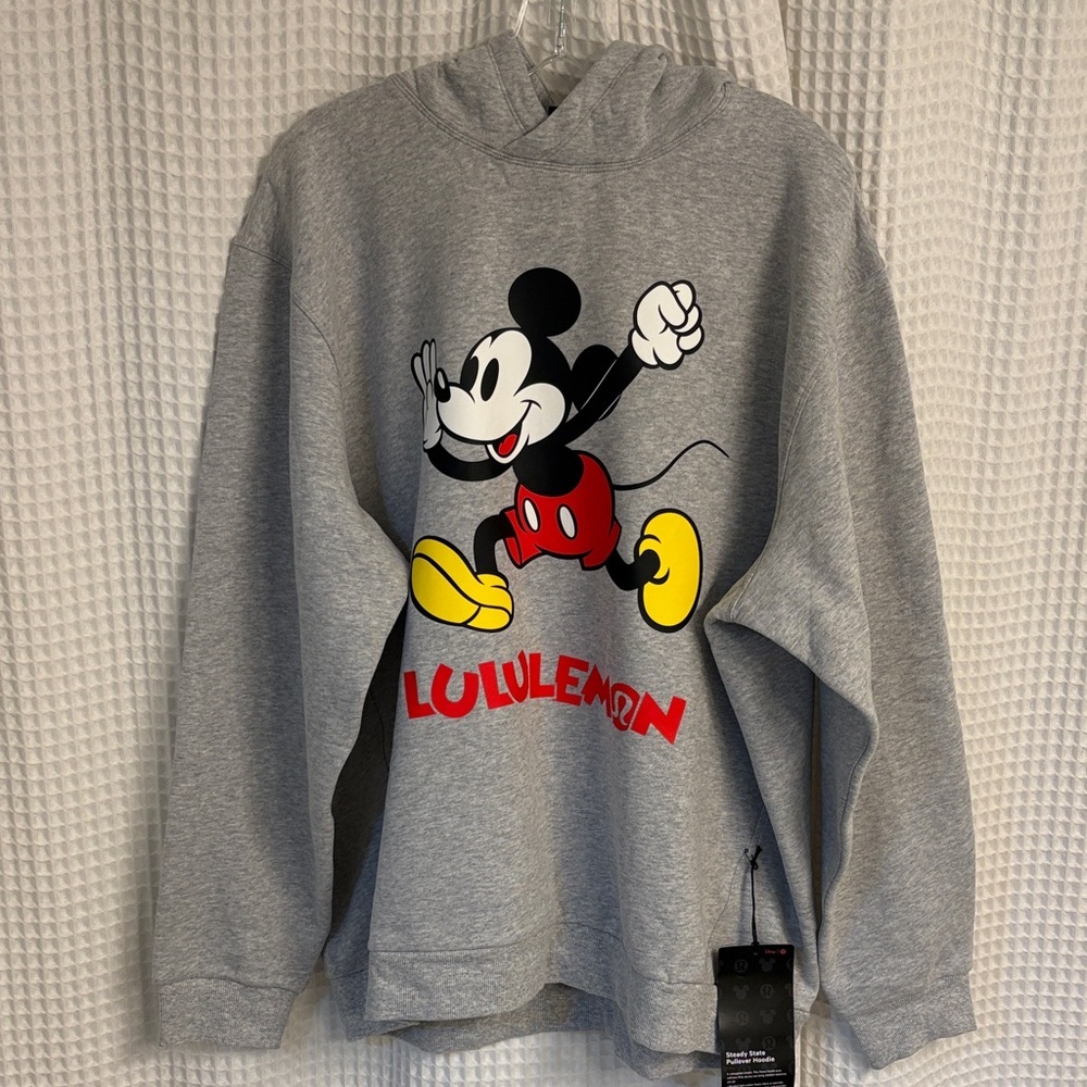 Lululemon Steady State Pullover Hoodie Disney Unisex~ XL ~ Heather Silver Drop